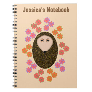 Sleepy Hedgehog and Flowers Customisable Notebook
