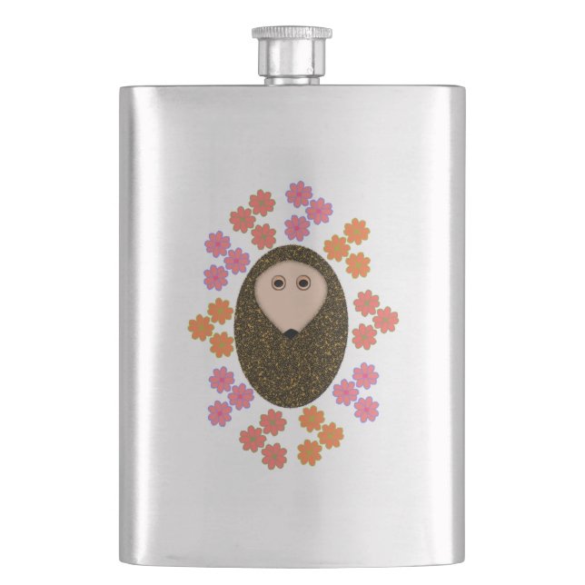 Sleepy Hedgehog and Flowers Flasks (Front)