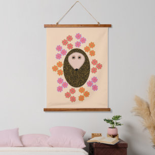Sleepy Hedgehog and Flowers Hanging Tapestry