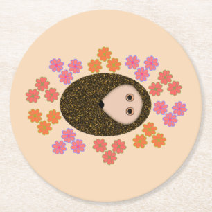 Sleepy Hedgehog and Flowers Paper Coasters