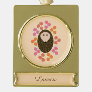Sleepy Hedgehog and Flowers Personalised Ornament