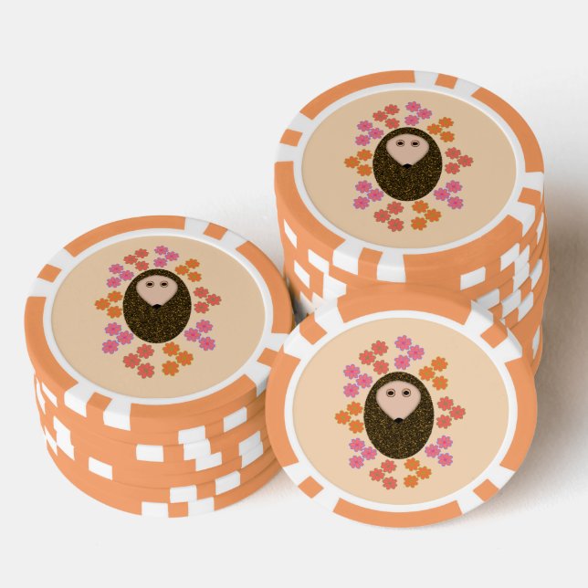 Sleepy Hedgehog and Flowers Poker Chips (Stack)