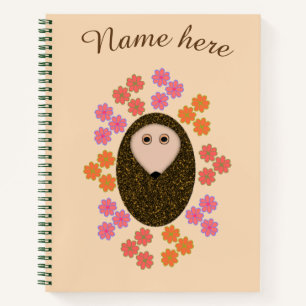 Sleepy Hedgehog and Flowers Spiral Notebook