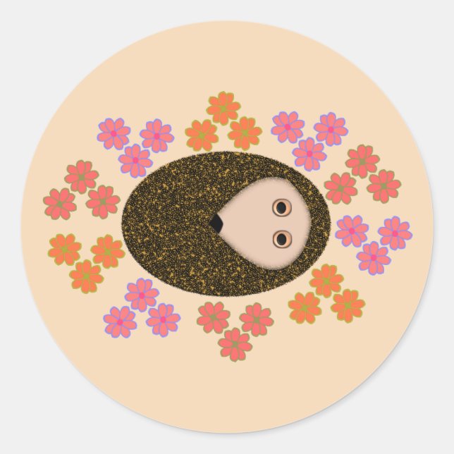 Sleepy Hedgehog and Flowers Stickers (Front)