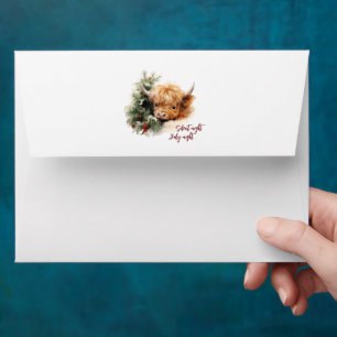Sleepy Highland Cow Silent Night Holy Night Envelope