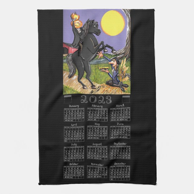 Sleepy Hollow 2023 Calendar Headless Horseman  Tea Towel (Vertical)