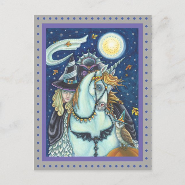 SLEEPY HOLLOW, HEADLESS GOTHIC WITCH, UNICORN, OWL POSTCARD (Front)