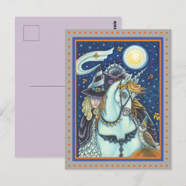 SLEEPY HOLLOW, HEADLESS GOTHIC WITCH, UNICORN, OWL POSTCARD (Front/Back)