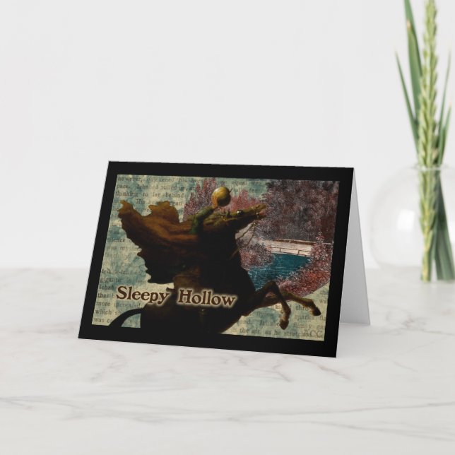 Sleepy Hollow Headless Horseman Holding Pumpkin Card (Front)