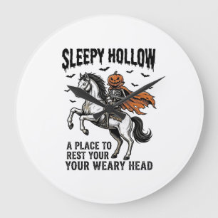 Sleepy Hollow Headless Horseman Vintage Halloween Large Clock