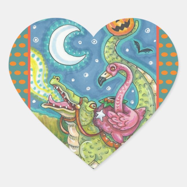 SLEEPY HOLLOW PINK FLAMINGO STICKERS SHEET Heart (Front)