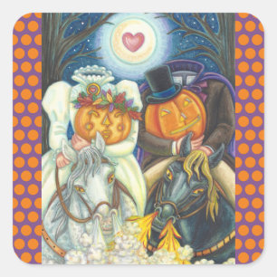 SLEEPY HOLLOW WEDDING HALLOWEEN STICKERS SHEET Squ