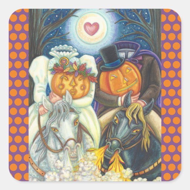 SLEEPY HOLLOW WEDDING HALLOWEEN STICKERS SHEET Squ (Front)