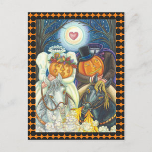 SLEEPY HOLLOW WEDDING, HEADLESS HORSEMAN HALLOWEEN POSTCARD