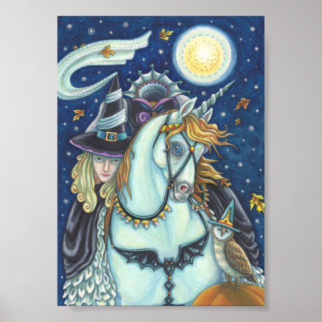 SLEEPY HOLLOW WITCH UNICORN & OWL HALLOWEEN POSTER (Front)