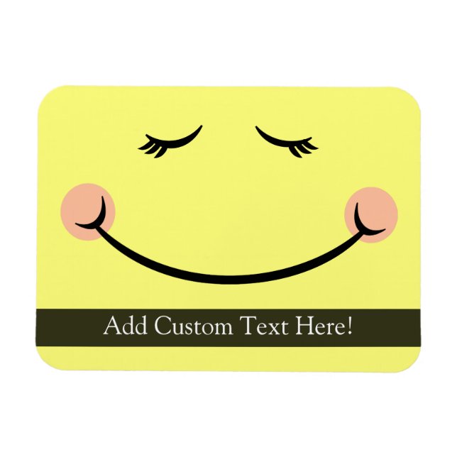 Sleepy Kawaii Happy Face Magnet (Horizontal)