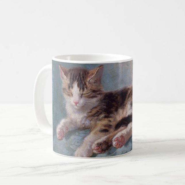 Sleepy Kitten by Henriette Ronner-Knip Coffee Mug (Front Left)