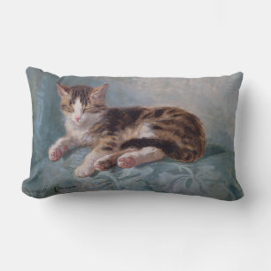 Sleepy Kitten by Henriette Ronner-Knip Lumbar Cushion