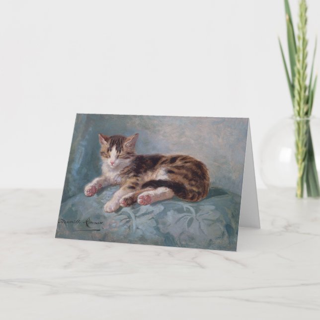 Sleepy Kitten by Henriette Ronner-Knip Thank You Card (Front)
