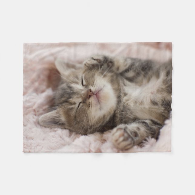 Sleepy Kitten Fleece Blanket (Front (Horizontal))