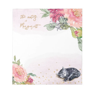 Sleepy Kitten Illustration Girl Daily Activity Notepad
