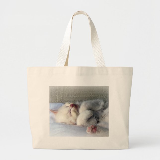 Sleepy Kitten Large Tote Bag (Front)