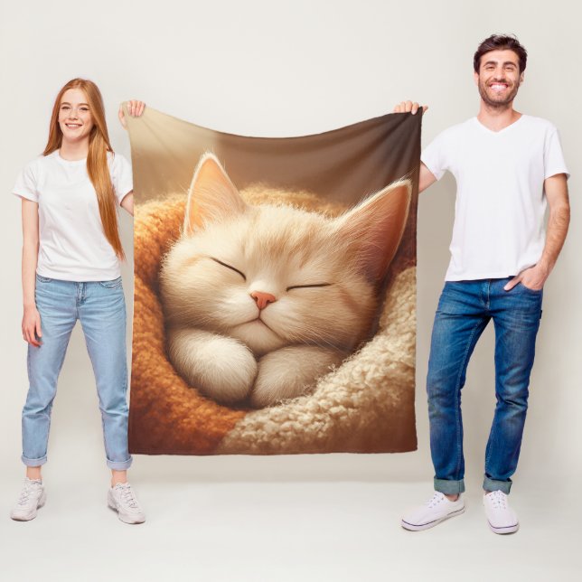 Sleepy kitty fleece blanket (In Situ)