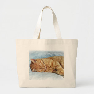 Sleepy Kitty Large Tote Bag