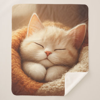 Sleepy kitty sherpa blanket