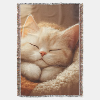 Sleepy kitty throw blanket