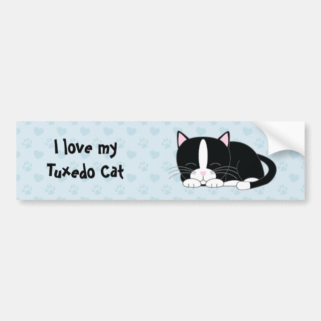 Sleepy Kitty {Tuxedo} Bumper Sticker (Front)