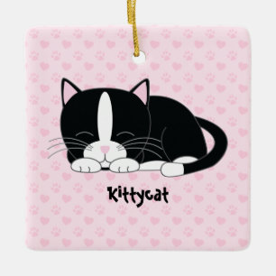 Sleepy Kitty {Tuxedo Cat} Custom Ornaments