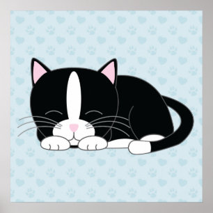 Sleepy Kitty {Tuxedo} Poster