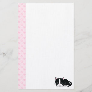 Sleepy Kitty {Tuxedo} Stationery