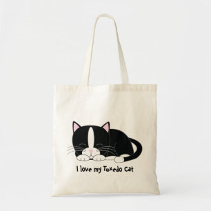Sleepy Kitty {Tuxedo} Tote Bag