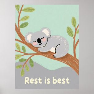 Sleepy Koala Calm Nursery Art Poster