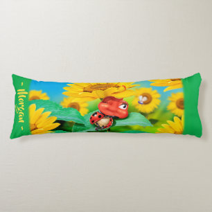 Sleepy Ladybug in Sunflowers.Giant custom Body Cushion