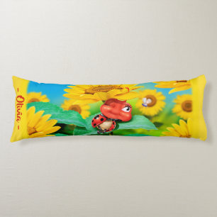 Sleepy Ladybug in Sunflowers.Giant custom Body Cushion
