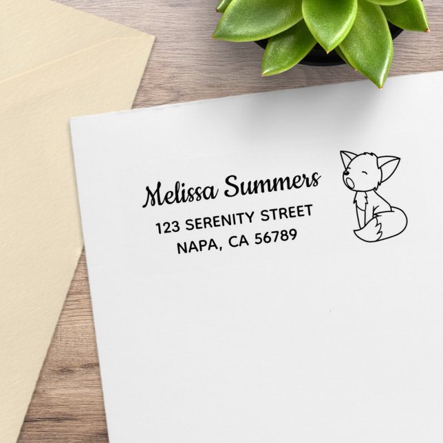 Sleepy Little Fox Address 2 Rubber Stamp (Creator Uploaded)