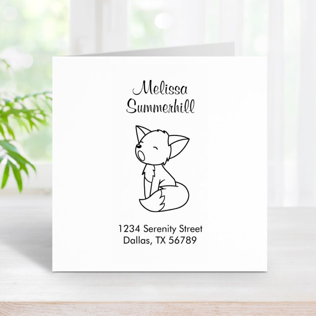 Sleepy Little Fox Address Rubber Stamp (Creator Uploaded)