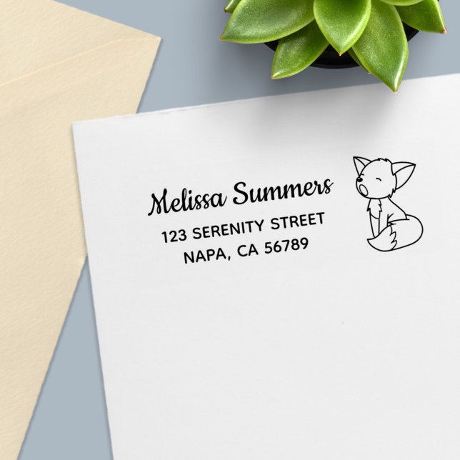 Sleepy Little Fox Address Self-inking Stamp (Creator Uploaded)