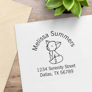 Sleepy Little Fox Arch Address Rubber Stamp