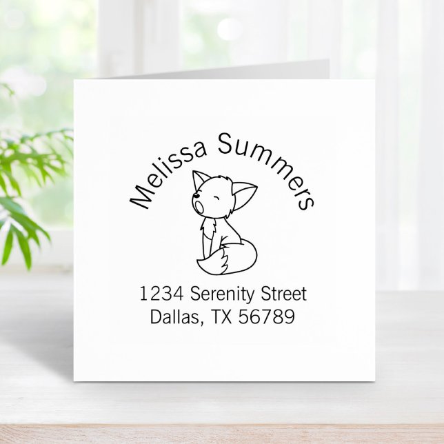 Sleepy Little Fox Arch Address Rubber Stamp (Creator Uploaded)