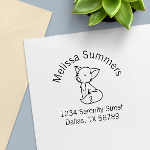 Sleepy Little Fox Arch Address Self-inking Stamp