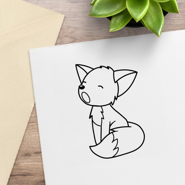 Sleepy Little Fox Colour Me Rubber Stamp (Creator Uploaded)