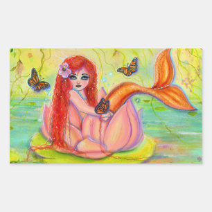 Sleepy little mermaid poster by Renee Lavoie Rectangular Sticker