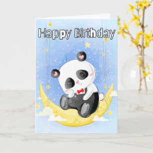 Sleepy Little Panda Bear Happy Birthday Card