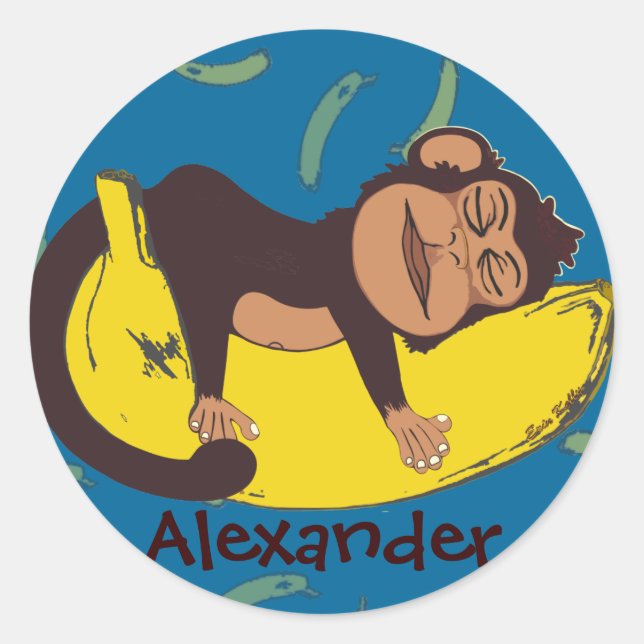 Sleepy Monkey Customisable Stickers (Front)