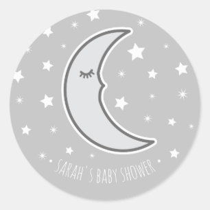 Sleepy Moon Baby shower favour round seal sticker