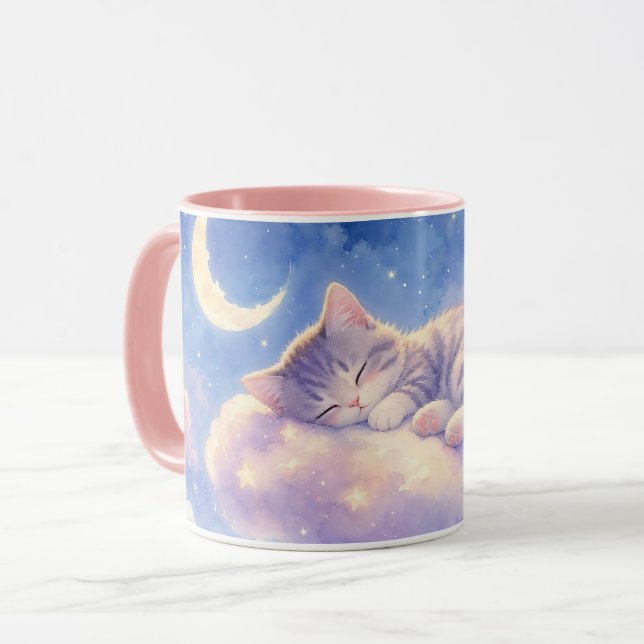 Sleepy Moon Cat Mug (Front Left)